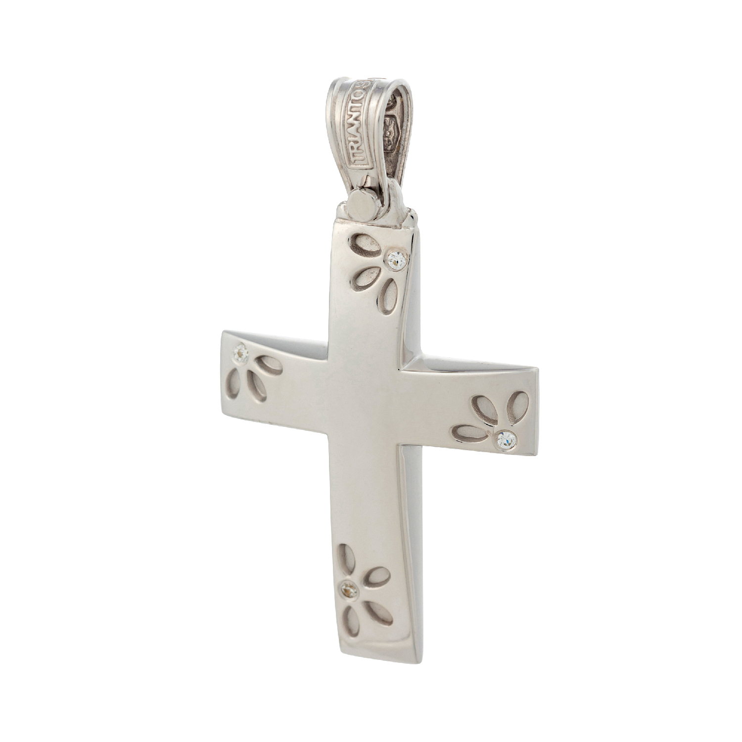 Cross in 14K White Gold with Zirons 50656 | Cross in 14K White Gold with Zirons