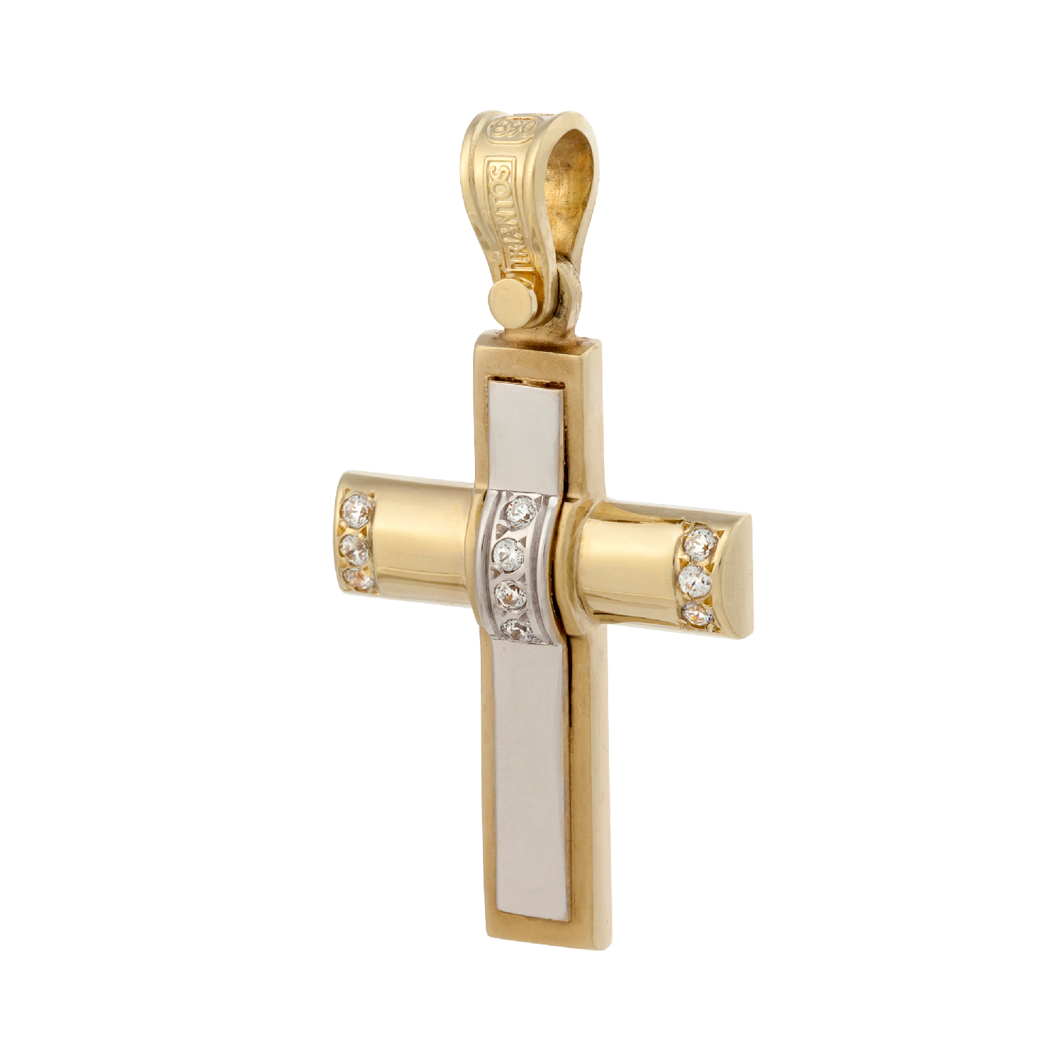 Σταυρός σε Κίτρινο και Λευκό Χρυσό 14Κ με Ζιργκόν ef15aa12-1471-4c7d-8ace-c91bb72210cf