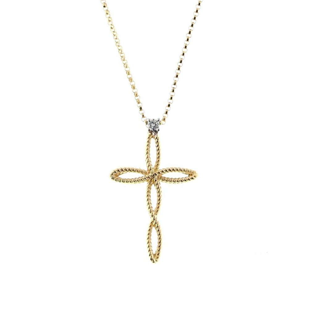 ROBERTO COIN NEW BAROCCO COLLECTION Cross in 18K Yellow Gold with Diamonds 899bb424-6f25-45f4-be2a-3fa8e5b89113