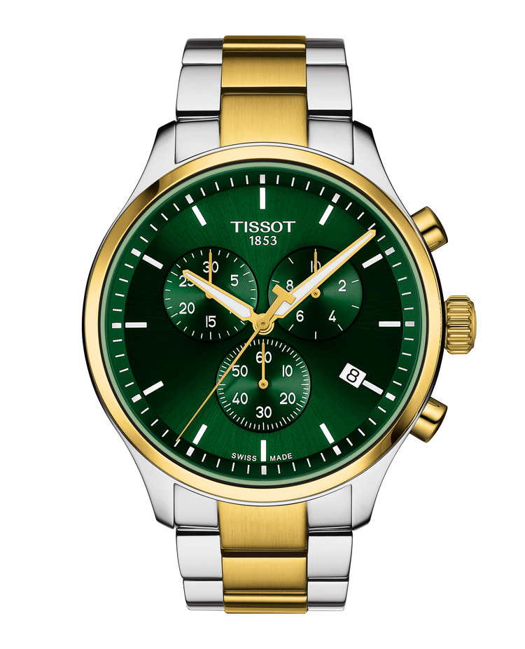 thumb 257 | TISSOT CHRONO XL CLASSIC Two Tone Stainless Steel Bracelet Green Dial