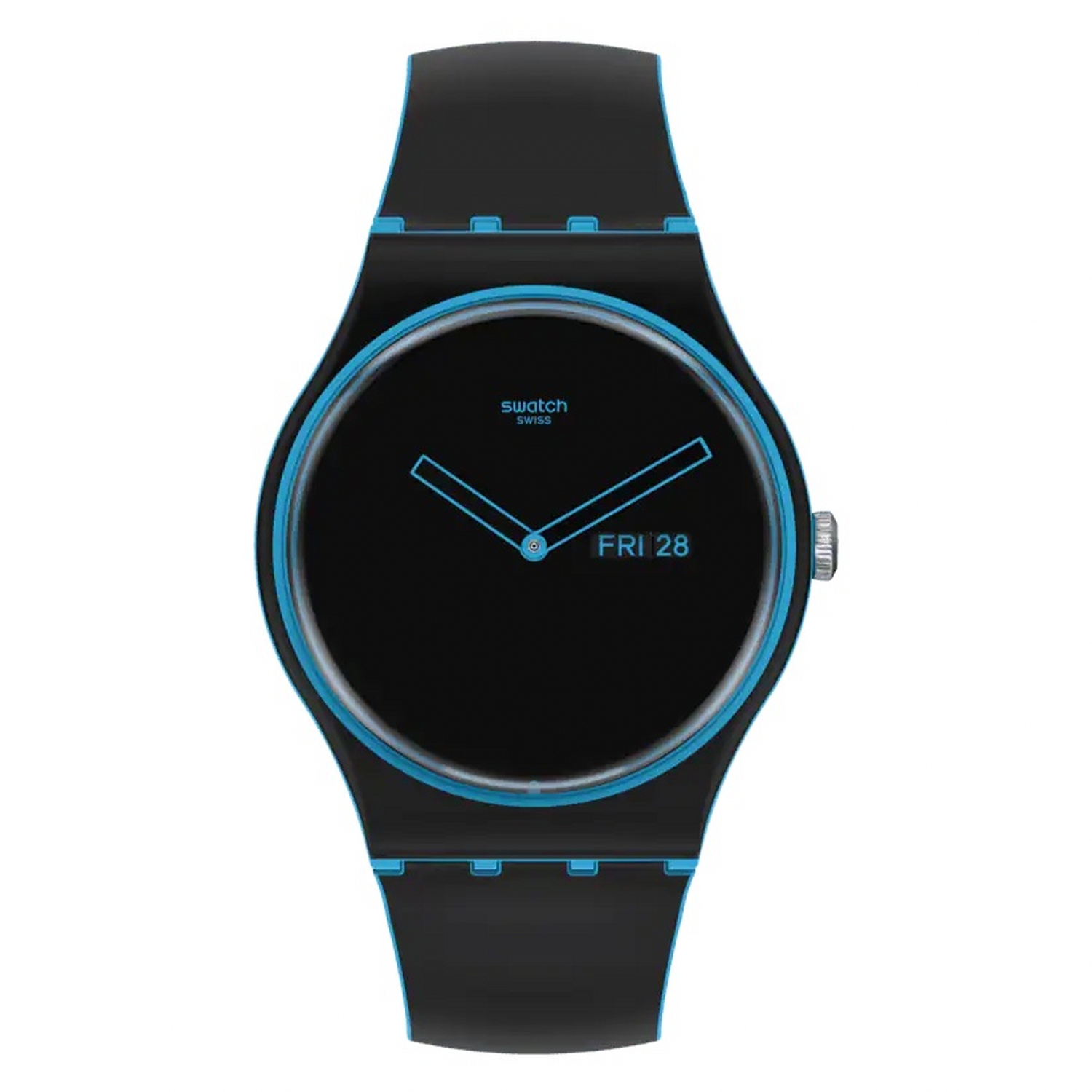 thumb 33 | SWATCH MINIMAL LINE BLUE Black Silicone Strap