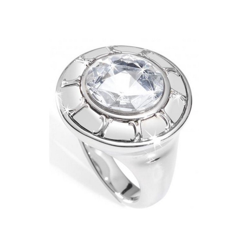 111070 | JUST CAVALLI MULTILOGO RING Stainless Steel with White Stone