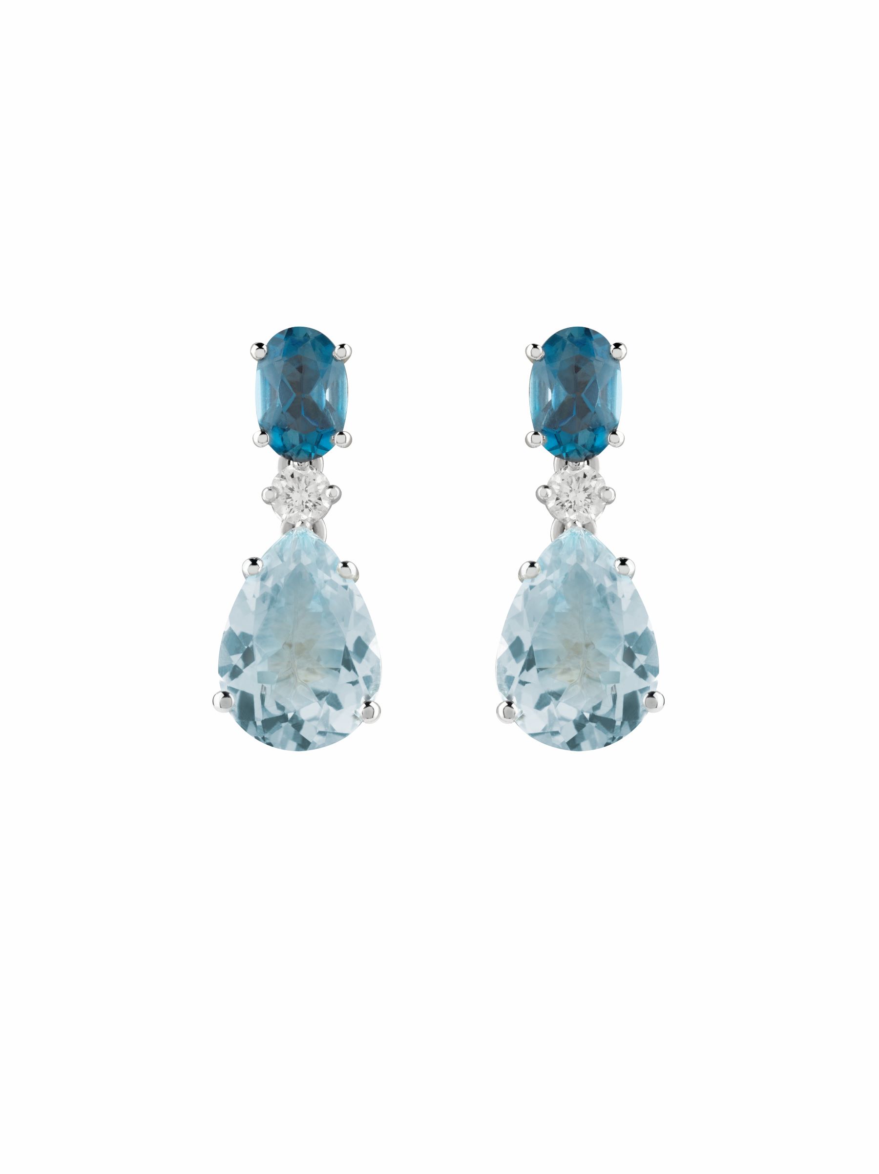 SALVINI PANAREA EARRINGS 18K White Gold with Diamond, Aquamarine and Topaz 20068883 | SALVINI PANAREA EARRINGS 18K White Gold with Diamond, Aquamarine and Topaz