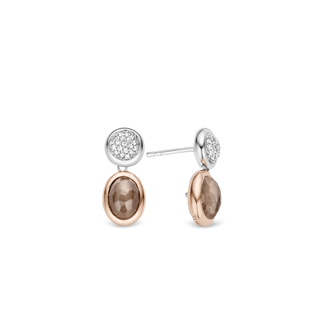 7745CB | TI SENTO MILANO EARRINGS Silver Rose Gold Plated Cubic Zirconia
