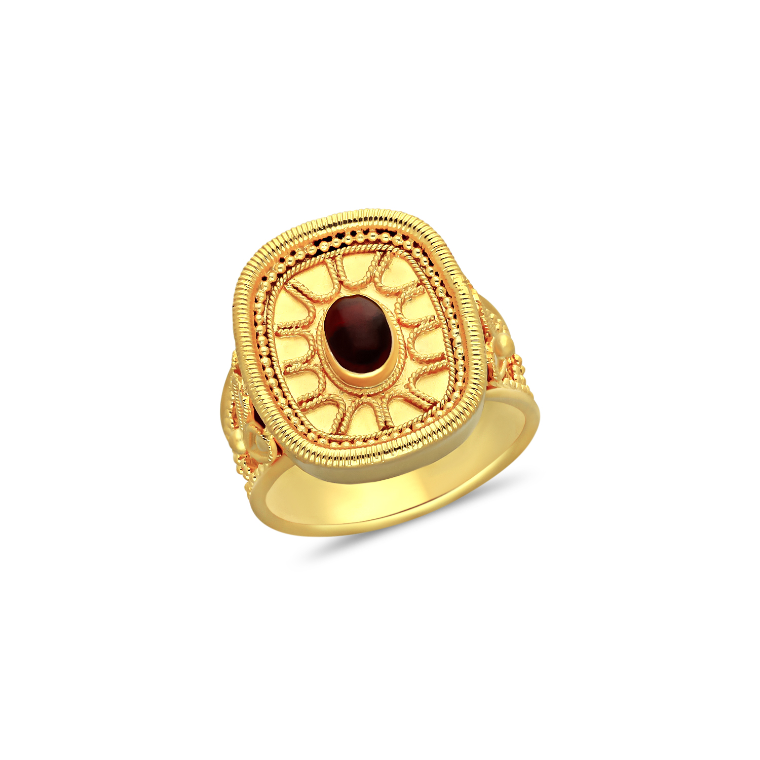 179412 | Byzantine Ring in 18K Yellow Gold with Garnet