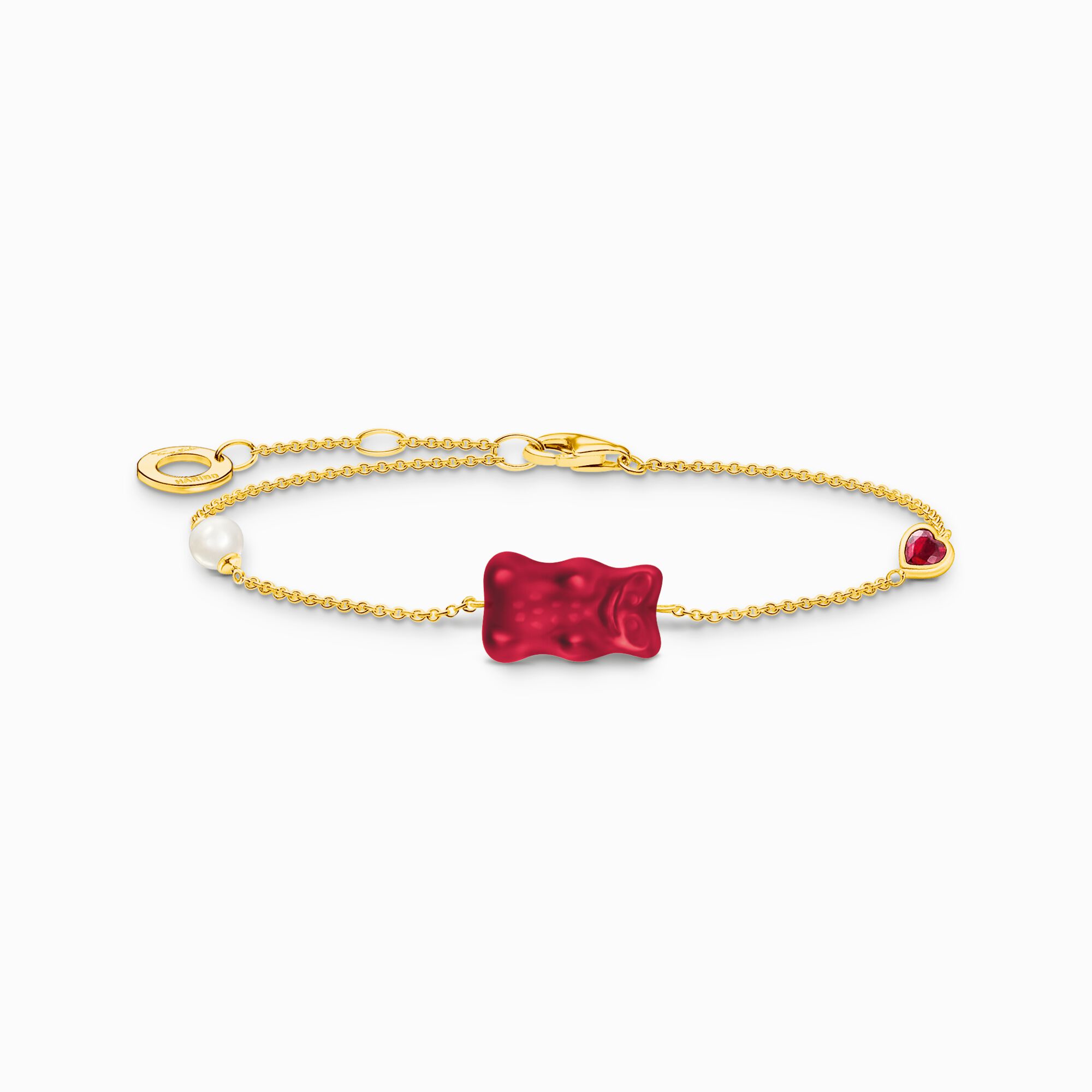 A2151 430 10 19V | THOMAS SABO Gold-Plated Bracelet with Red Goldbears, Freshwater pearl & Stones