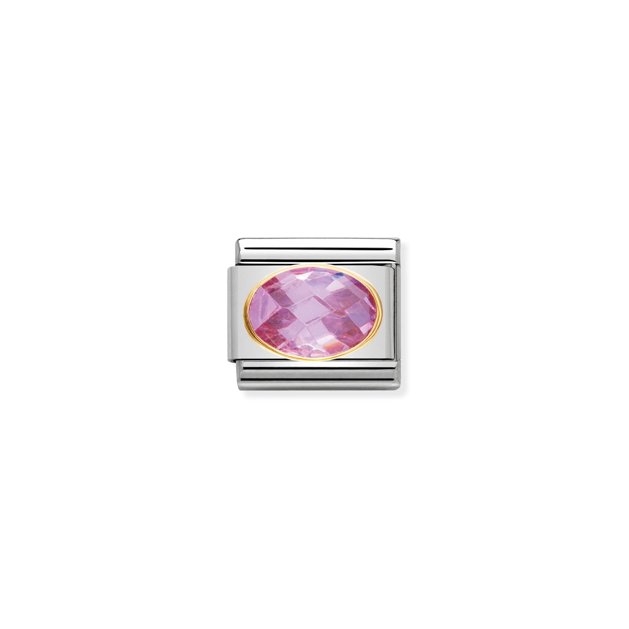 030601 003 | NOMINATION COMPOSABLE CLASSIC LINK PINK FACETED CZ IN 18K GOLD