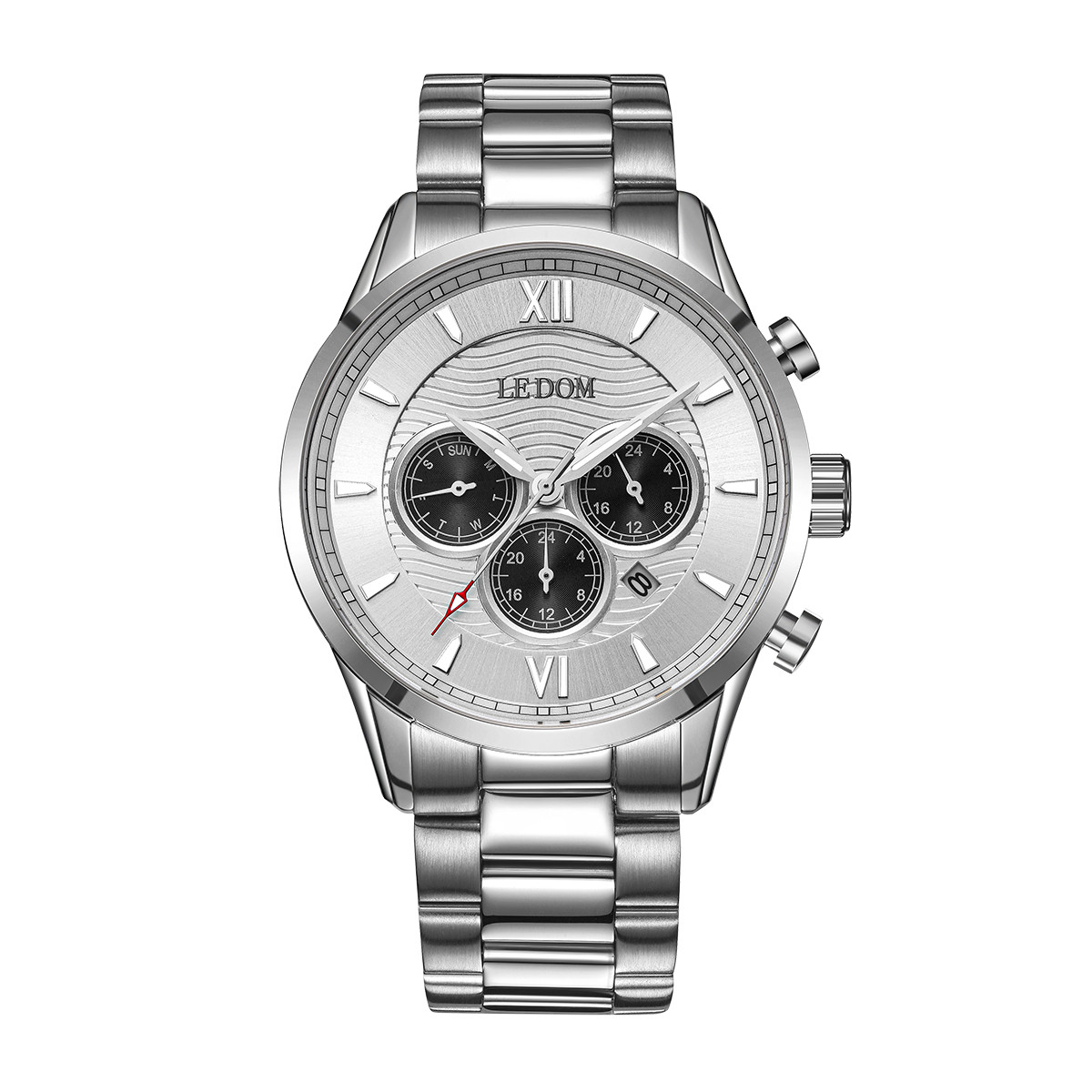 LEDOM AVIATOR Dual Time Silver Stainless Steel Bracelet LD.1498 3 | LEDOM AVIATOR Dual Time Silver Stainless Steel Bracelet
