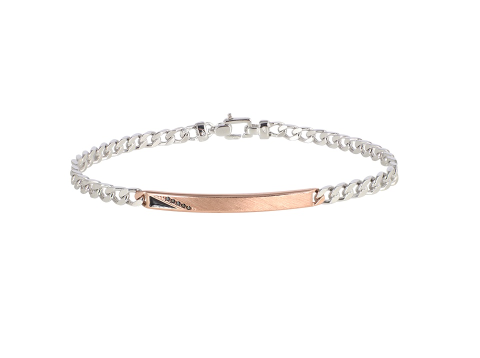 EGB350BS | EGO UOMO Silver Bracelet with Rose Gold and Spinels