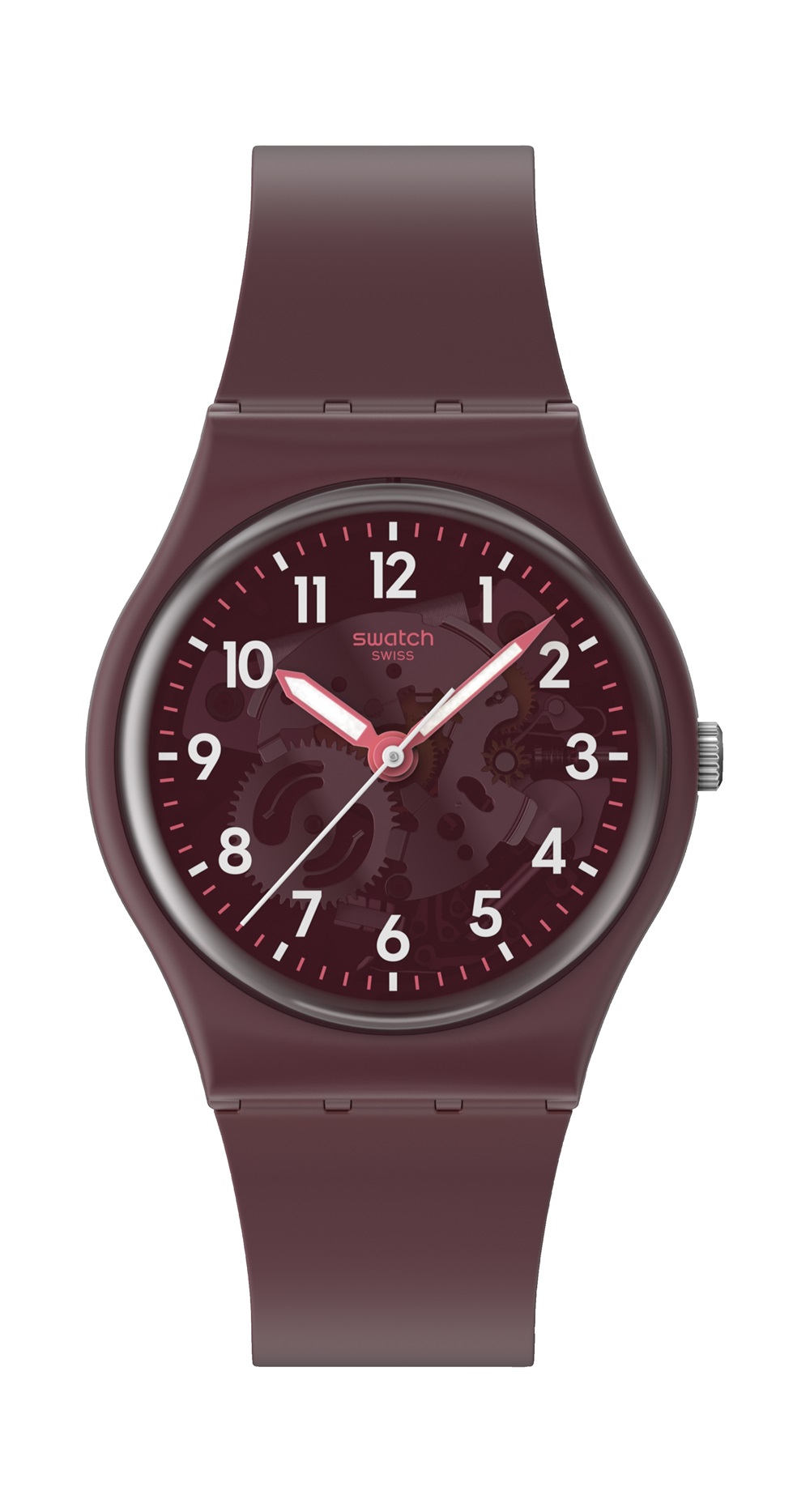 SO28R115 | SWATCH THRU THE CROWN GLASS Red Rubber Strap