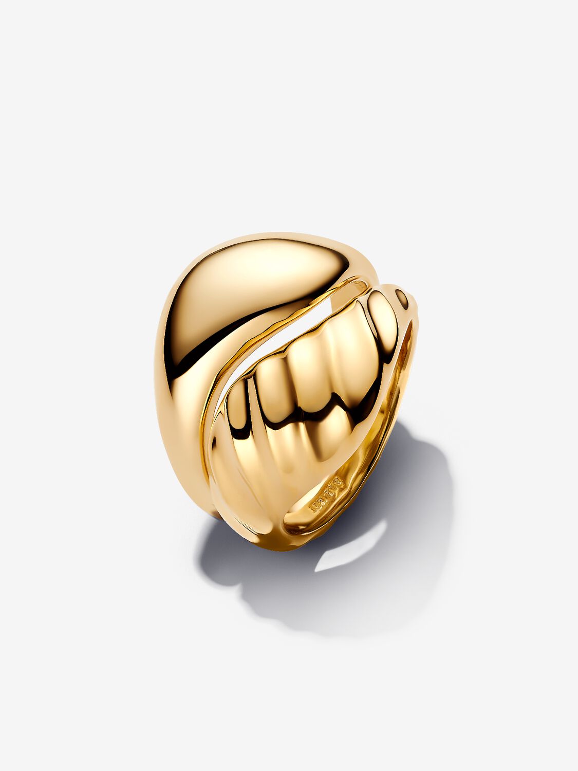 PANDORA ESSENCE Rippled Stacking Rings 14k Gold Plating 163832C00 3 | PANDORA ESSENCE Rippled Stacking Rings 14k Gold Plating