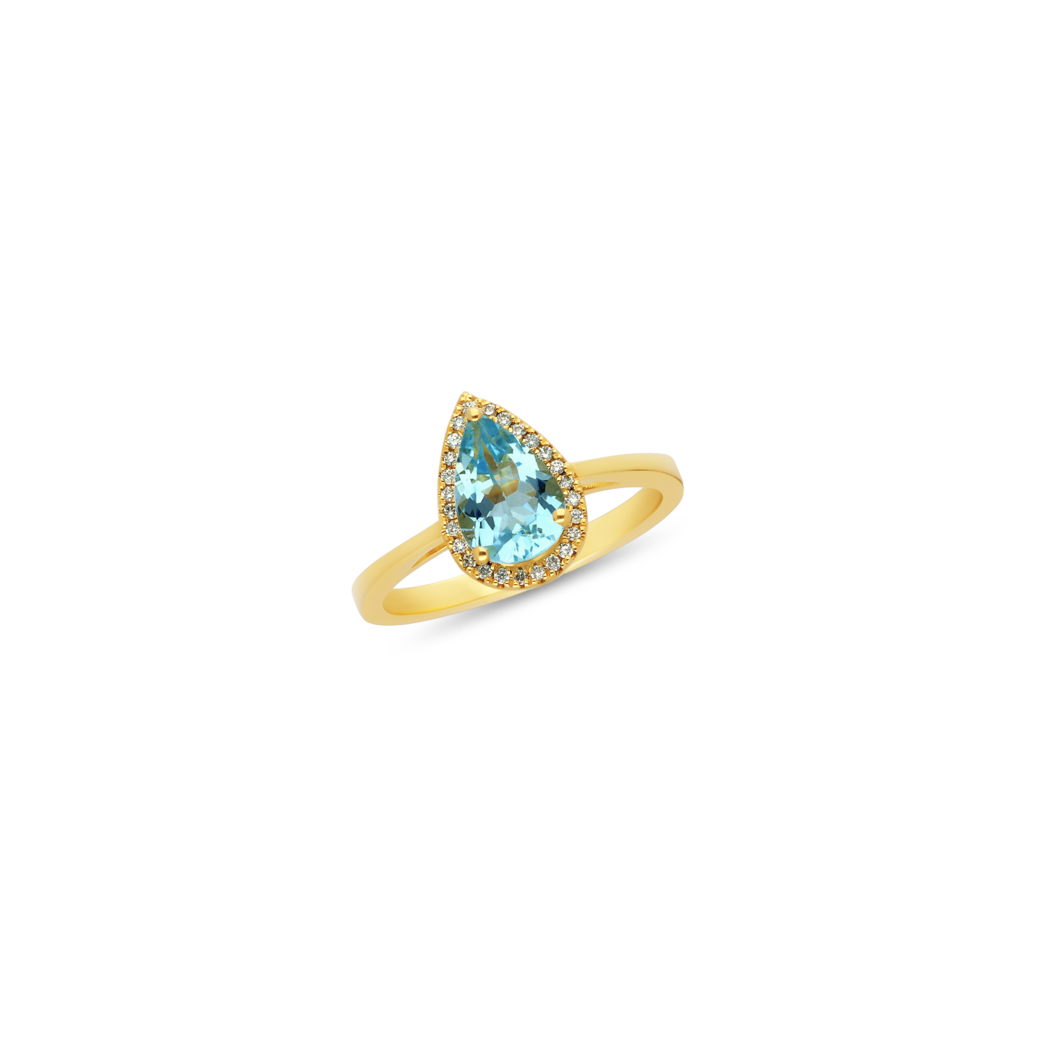 189641 | Rosette Ring in Yellow Gold 18K with Aquamarine & Diamonds