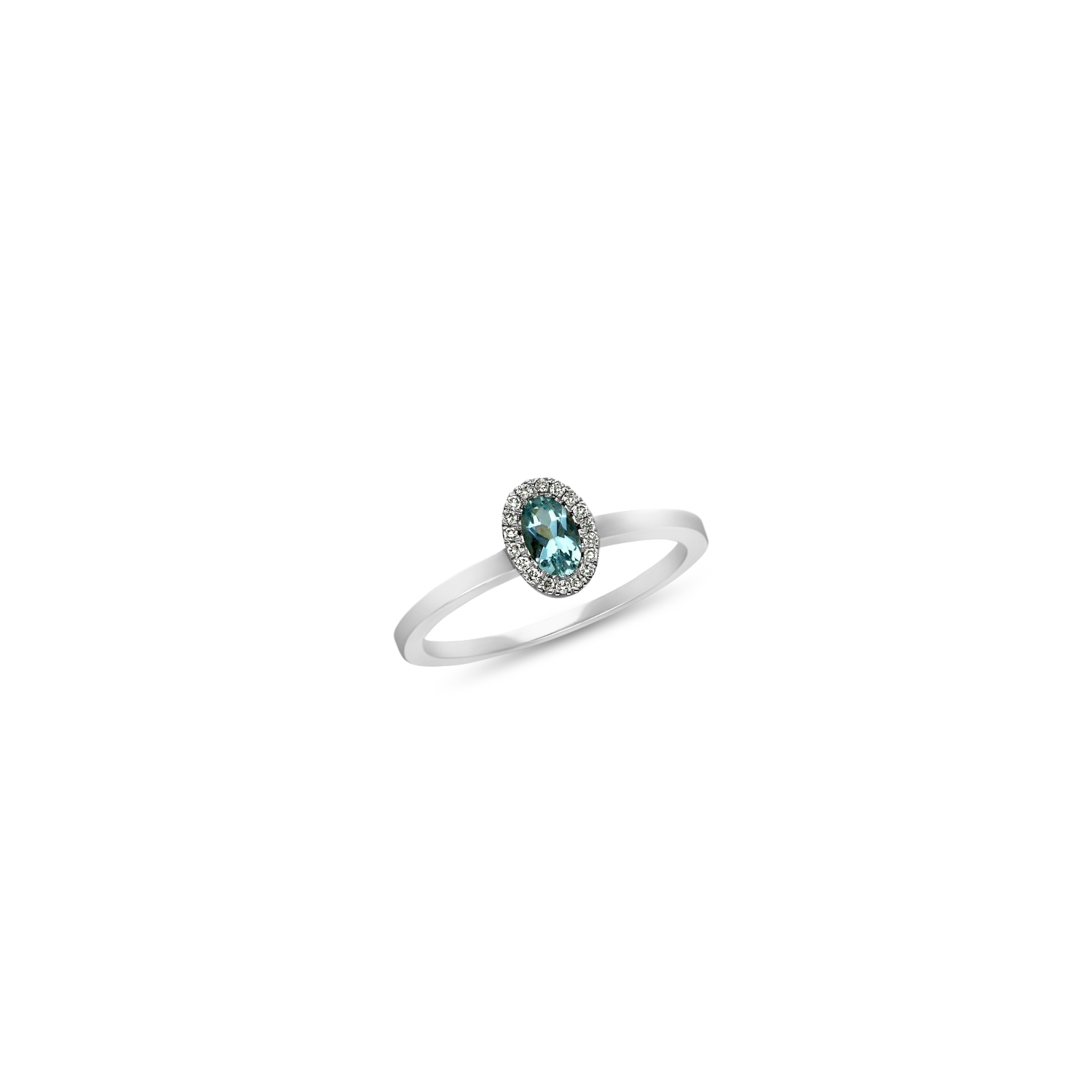 189642 | Rosette Ring in White Gold 18K with Aquamarine & Diamonds