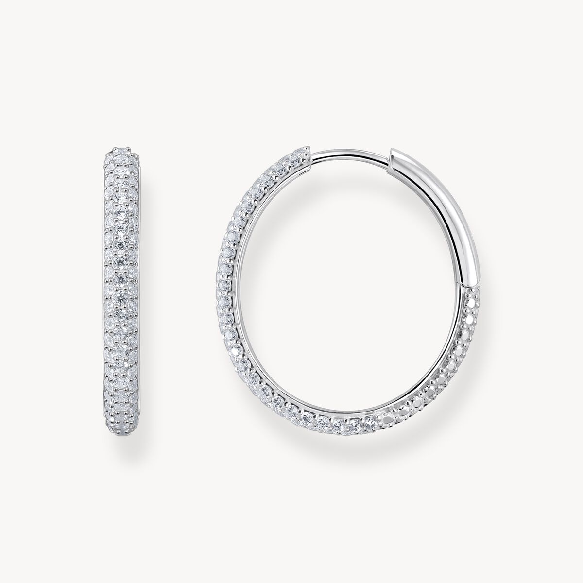 THOMAS SABO Silver big thin hoop earrings with white zirconia 5cc30e6e-463b-49de-a608-345966310813