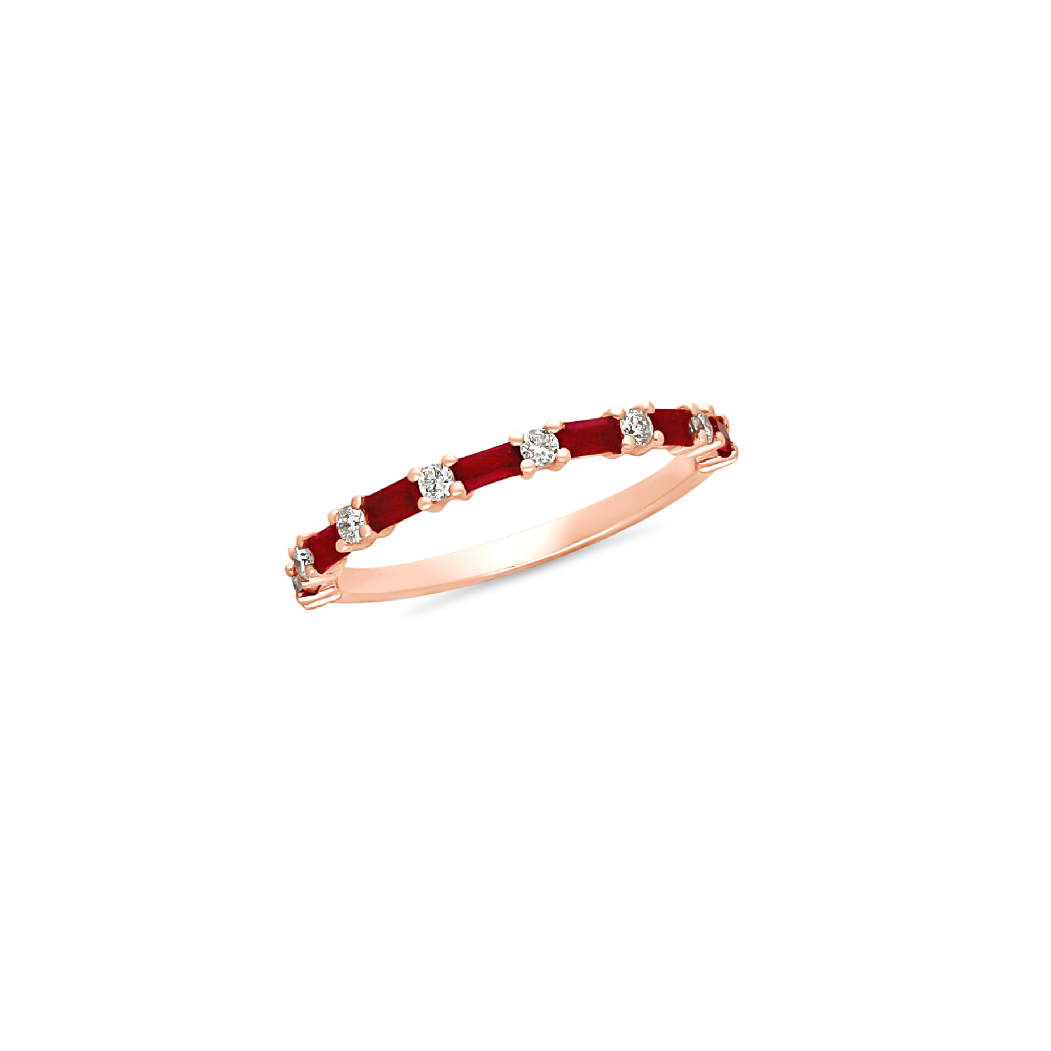 Half Eternity Ring in Rose Gold 18K with Rubies & Diamonds 155925 | Half Eternity Ring in Rose Gold 18K with Rubies & Diamonds