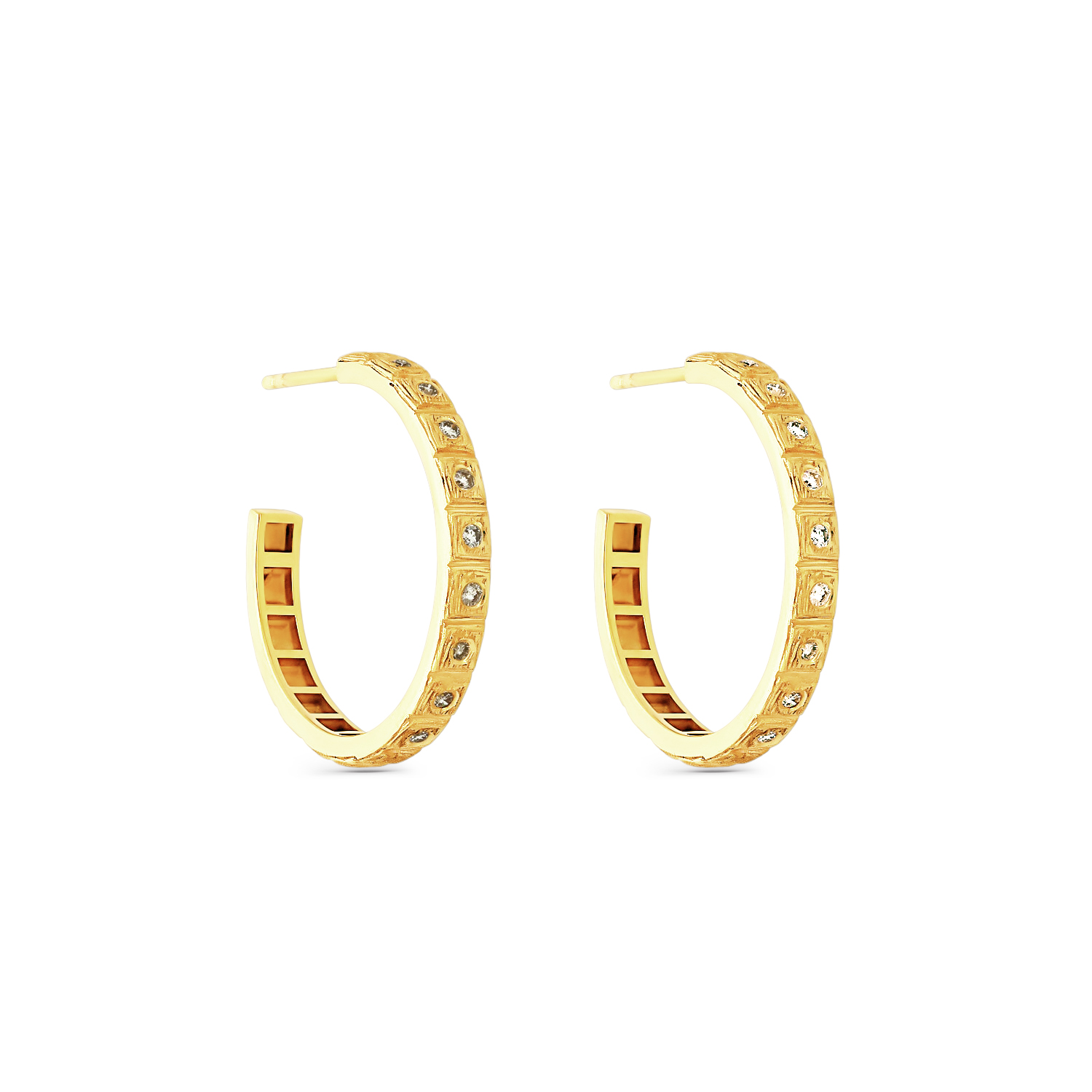 174154 | NIKOS FANOURAKIS 18K Yellow Gold Earrings with Diamonds