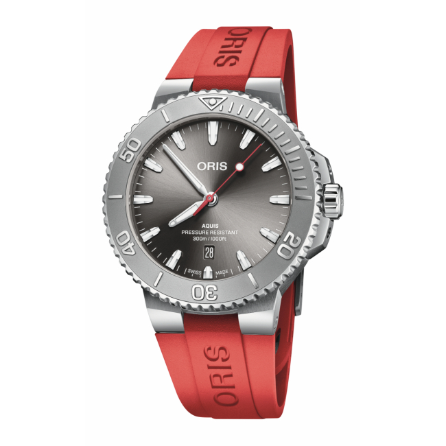 0173377894153 0742336FC | ORIS AQUIS DATE RELIEF Automatic Red Rubber Strap