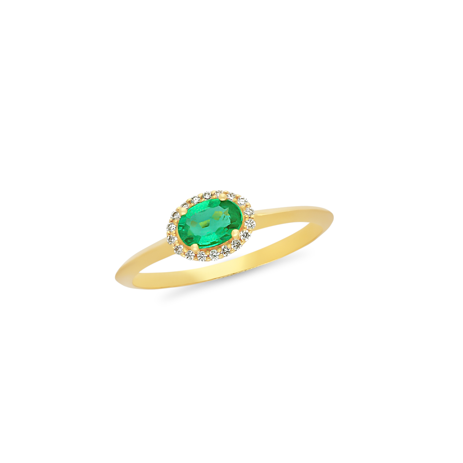194344 | Rosette Ring in Yellow Gold 18K with Emerald & Diamonds