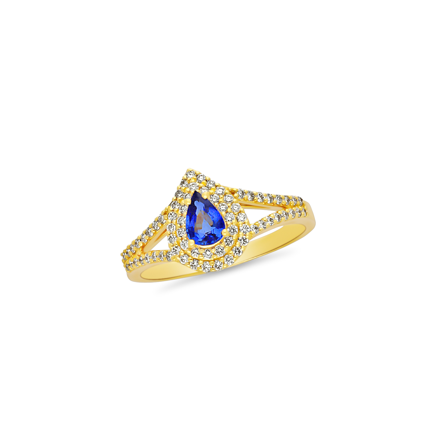 194345 | Ring in Yellow Gold 18K with Sapphire & Diamonds