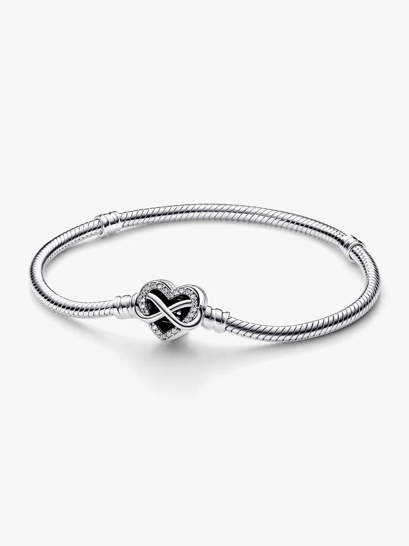PANDORA MOMENTS Sparkling Infinity Heart Clasp Snake Chain Bracelet 592645C01 17 | PANDORA MOMENTS Sparkling Infinity Heart Clasp Snake Chain Bracelet
