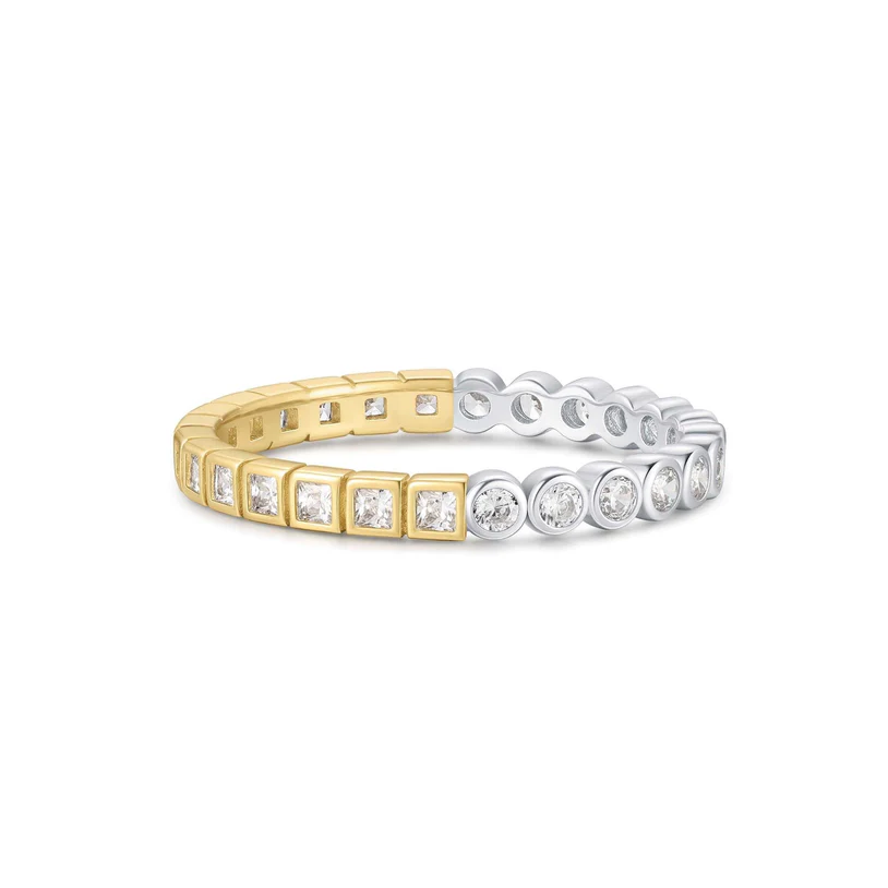R066 01T 54 | ANIA HAIE Two-Tone Square and Circle Bezel Ring