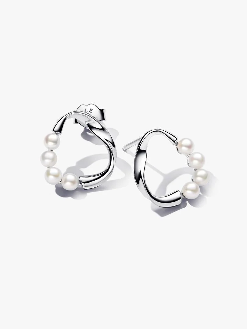 PANDORA ESSENCE Organically Shaped Circle & Treated Freshwater Cultured Pearls Stud Earrings 293276C01 | PANDORA ESSENCE Organically Shaped Circle & Treated Freshwater Cultured Pearls Stud Earrings