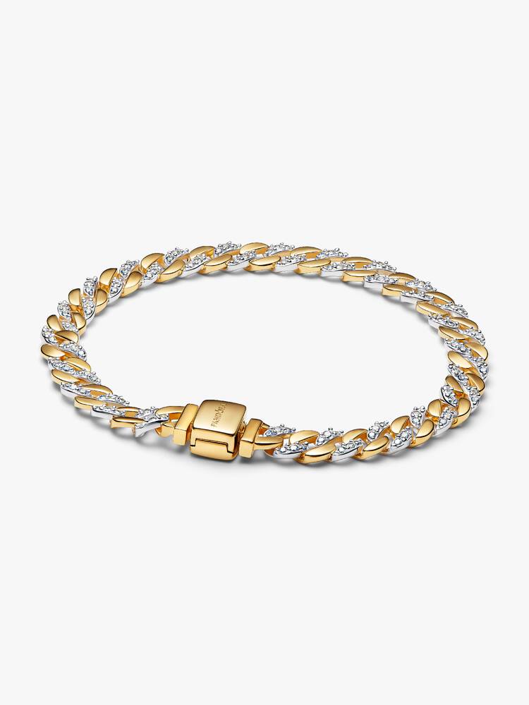 PANDORA TIMELESS Two-Tone Pave Cuban Chain Bracelet 92b44509-d054-48cf-80eb-1677061d3a1f